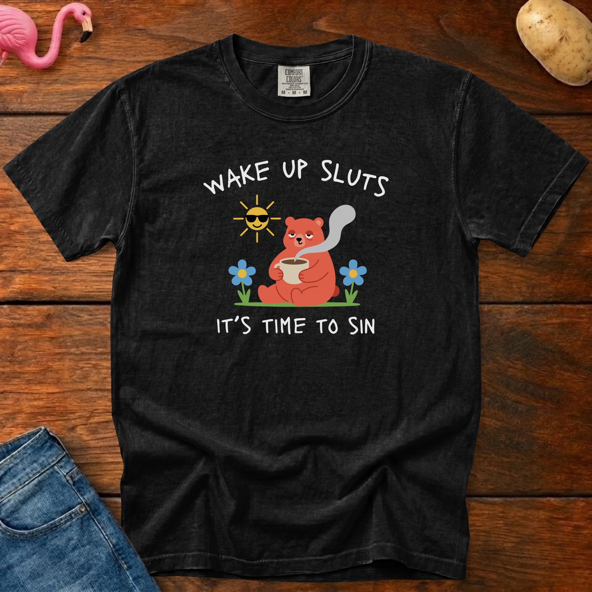 Wake Up Sluts Bear Vintage Heavyweight Graphic Tee