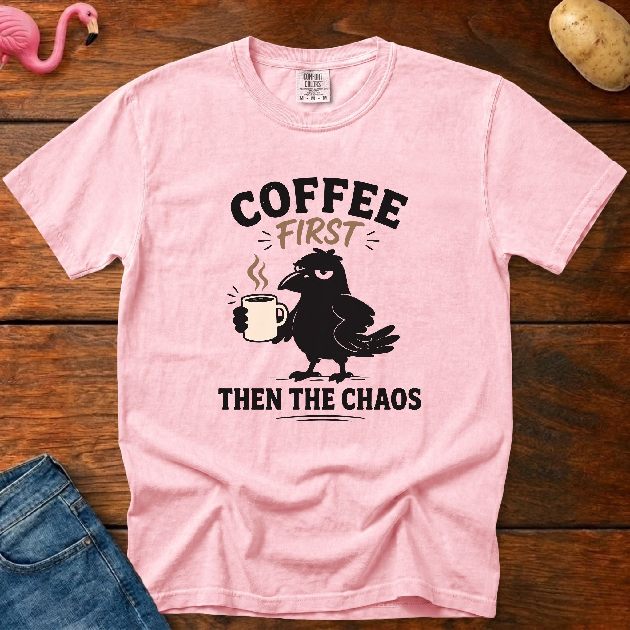 Coffee Then Chaos Vintage Heavyweight Graphic Tee