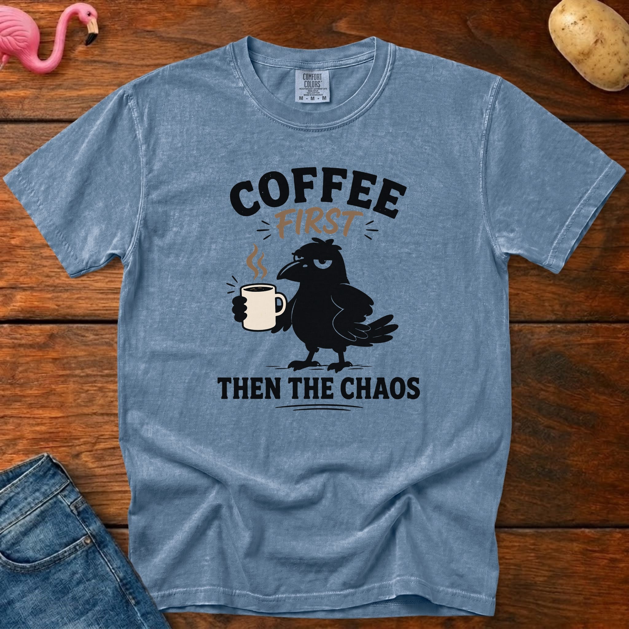 Coffee Then Chaos Vintage Heavyweight Graphic Tee