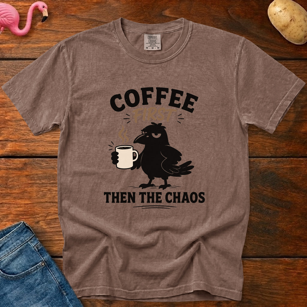 Coffee Then Chaos Vintage Heavyweight Graphic Tee
