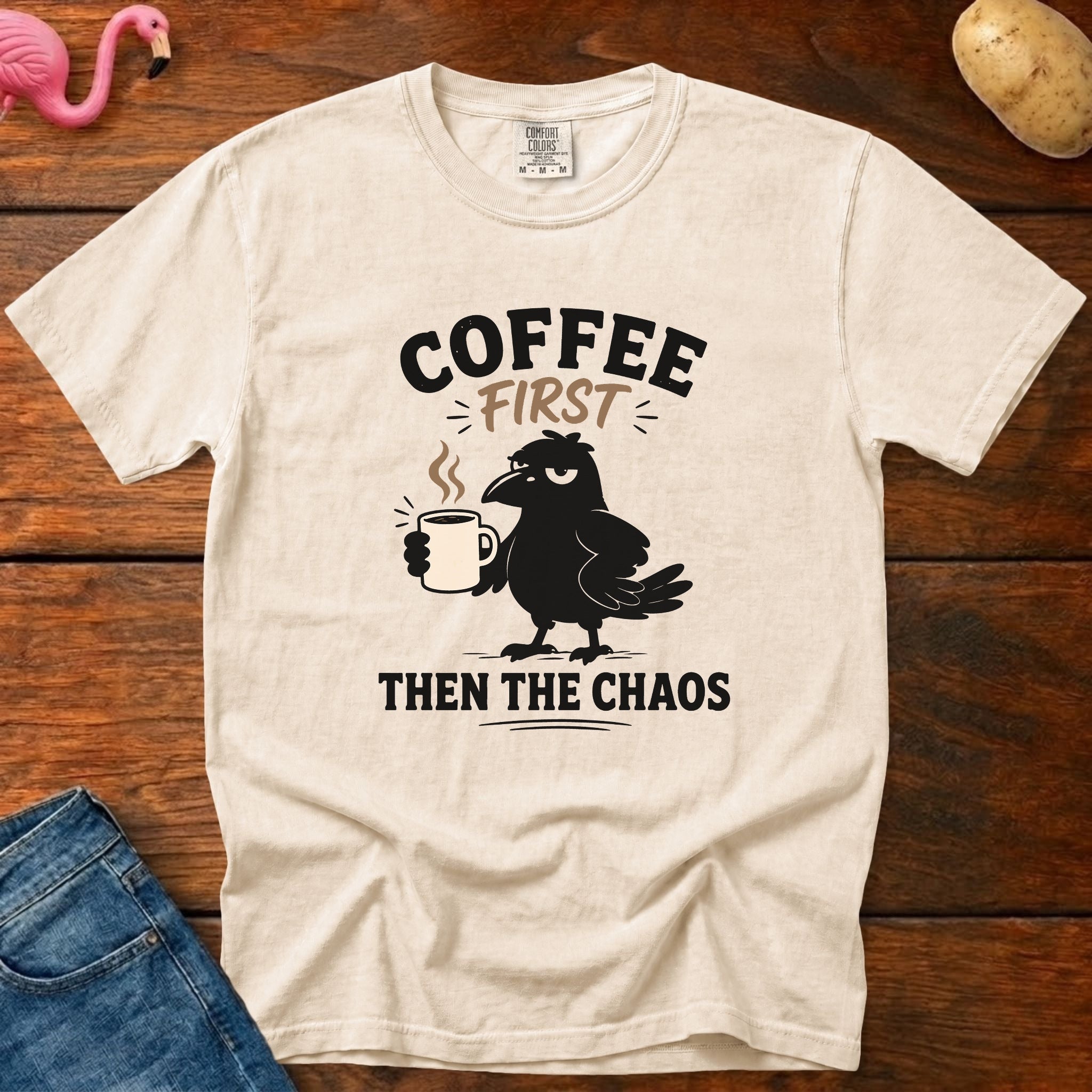 Coffee Then Chaos Vintage Heavyweight Graphic Tee