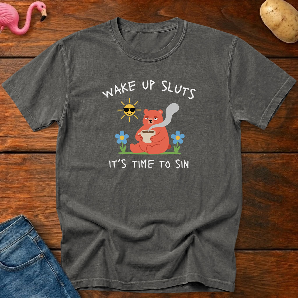 Wake Up Sluts Bear Vintage Heavyweight Graphic Tee