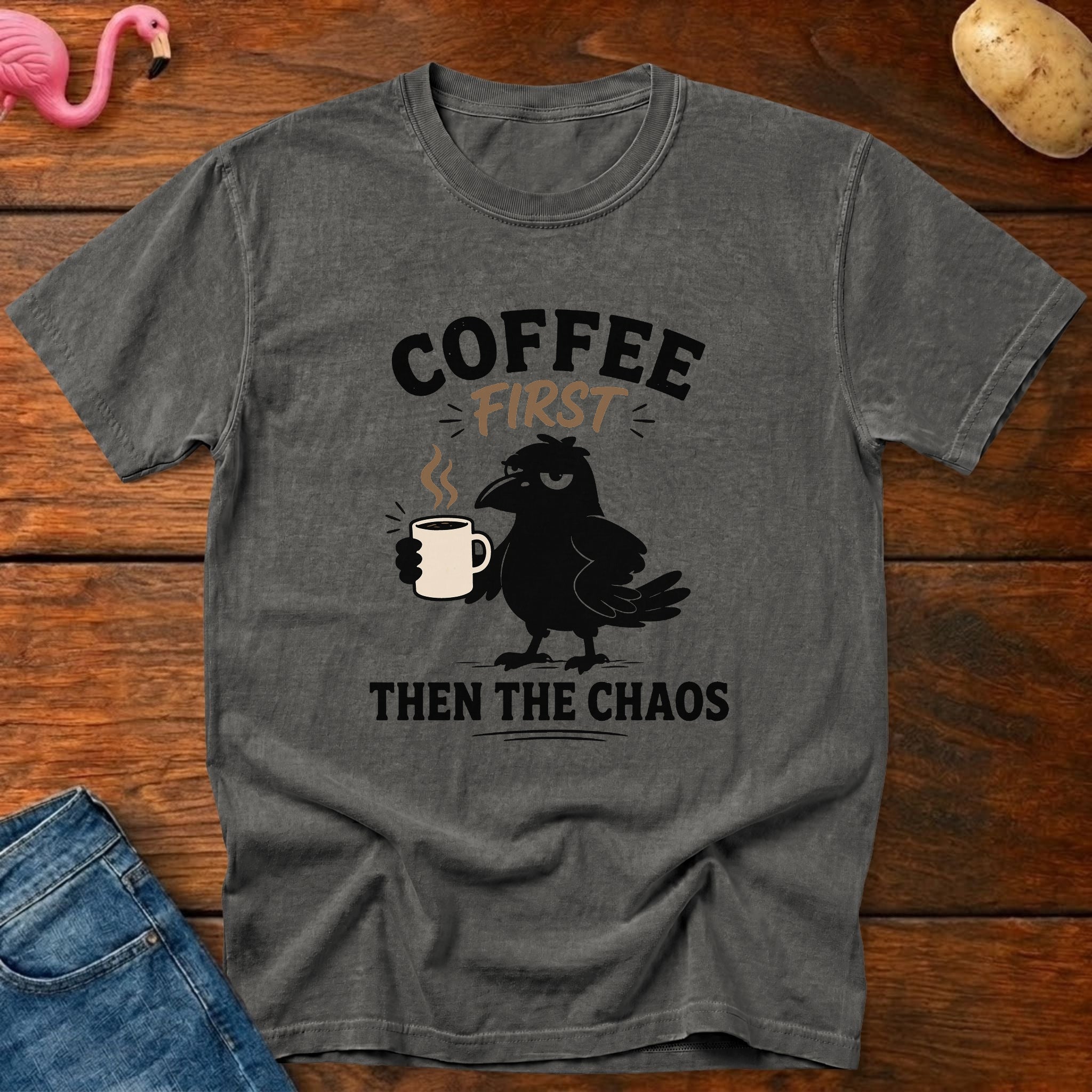 Coffee Then Chaos Vintage Heavyweight Graphic Tee