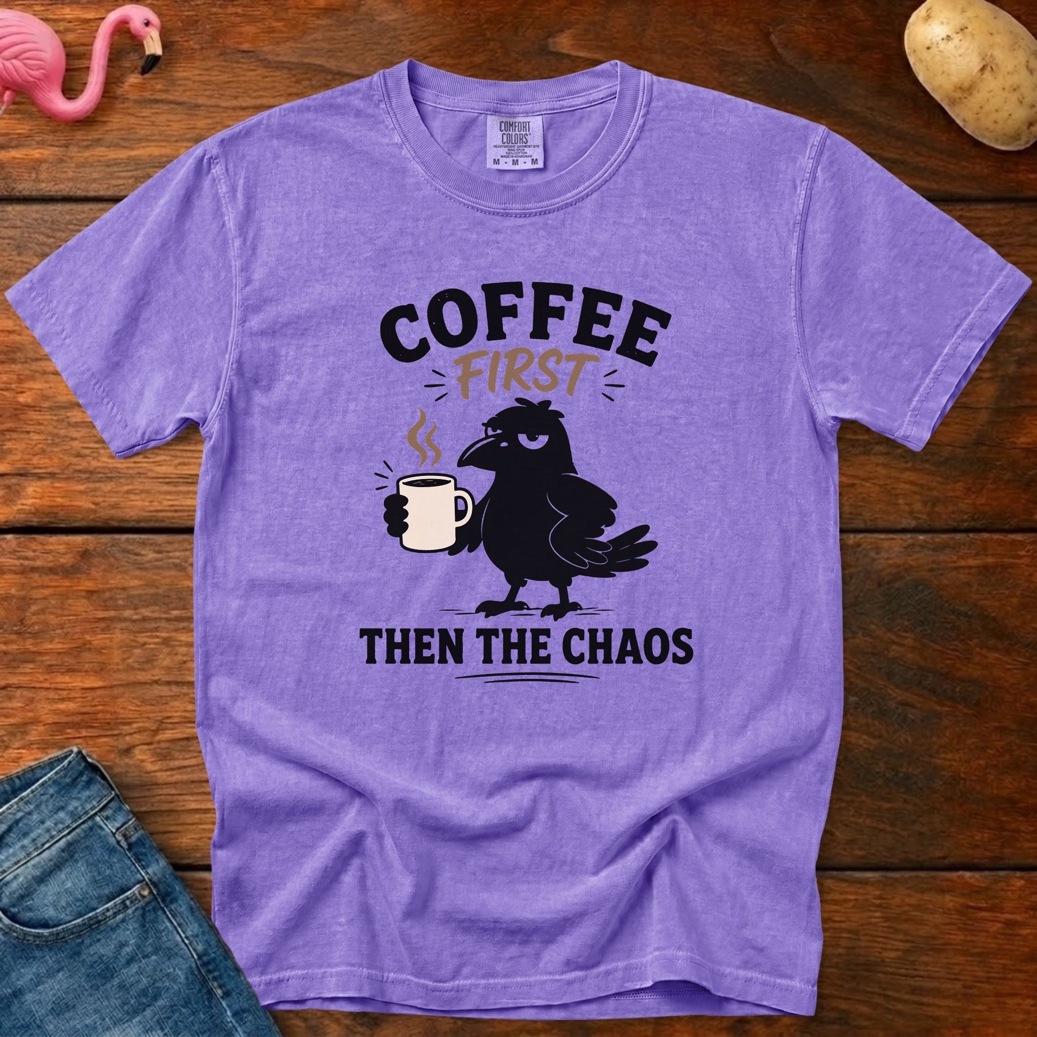 Coffee Then Chaos Vintage Heavyweight Graphic Tee