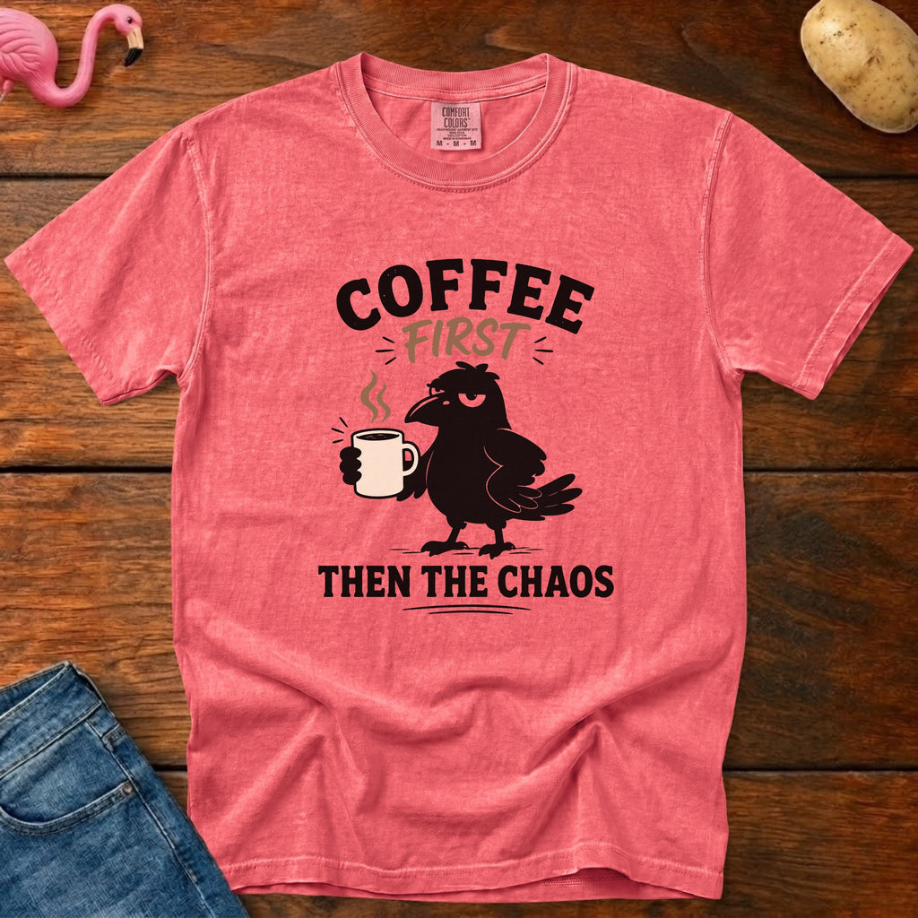 Coffee Then Chaos Vintage Heavyweight Graphic Tee