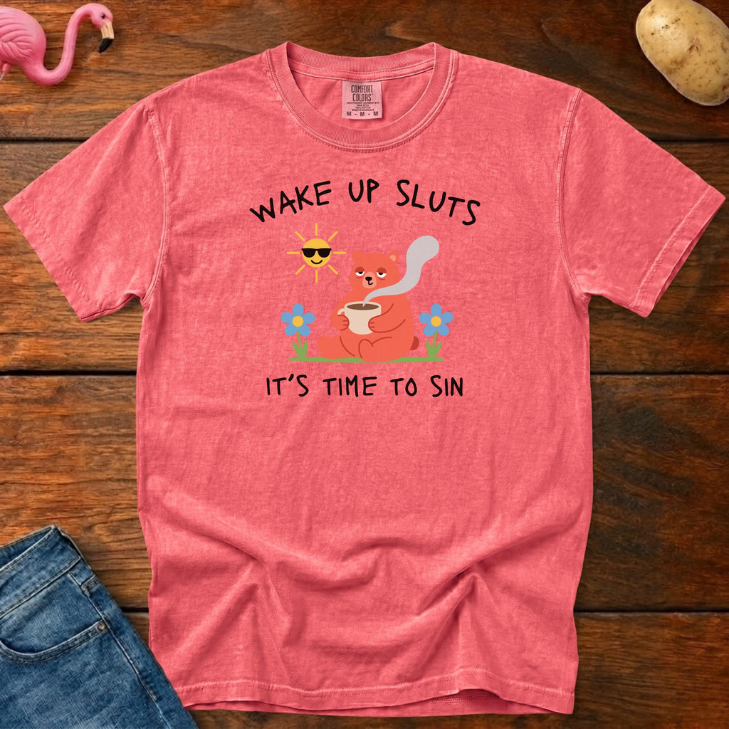 Wake Up Sluts Bear Vintage Heavyweight Graphic Tee