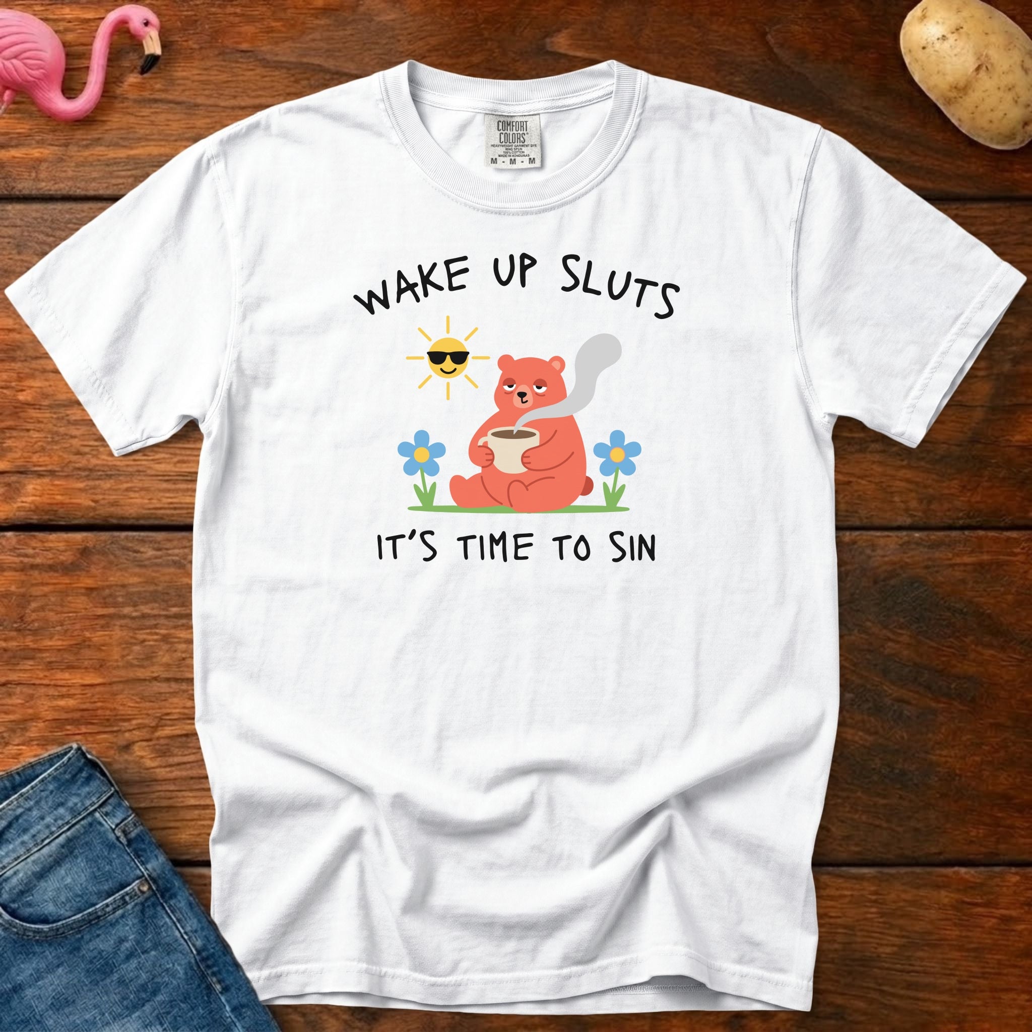 Wake Up Sluts Bear Vintage Heavyweight Graphic Tee