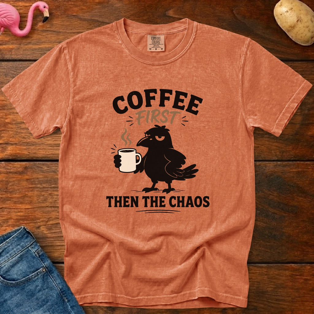 Coffee Then Chaos Vintage Heavyweight Graphic Tee