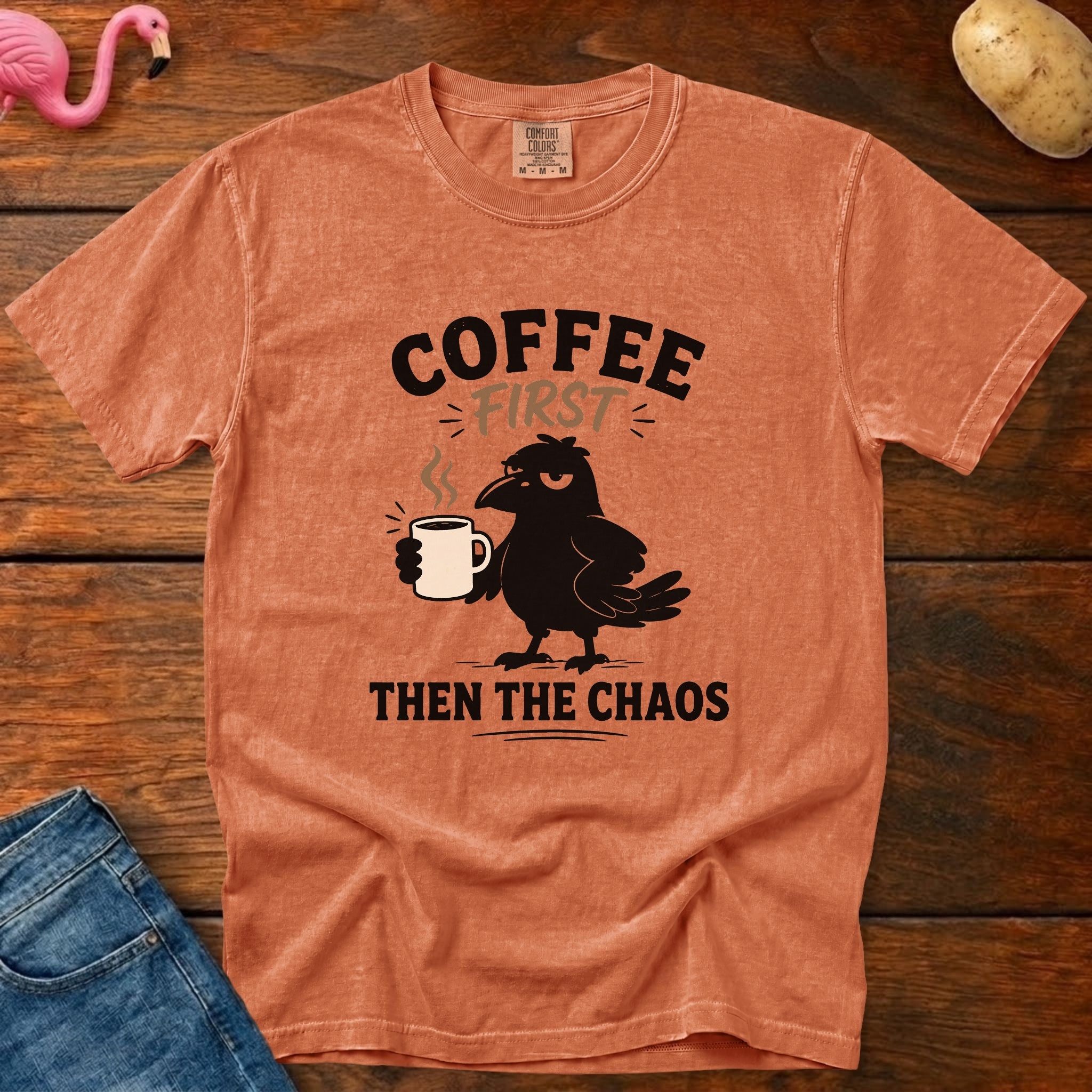 Coffee Then Chaos Vintage Heavyweight Graphic Tee